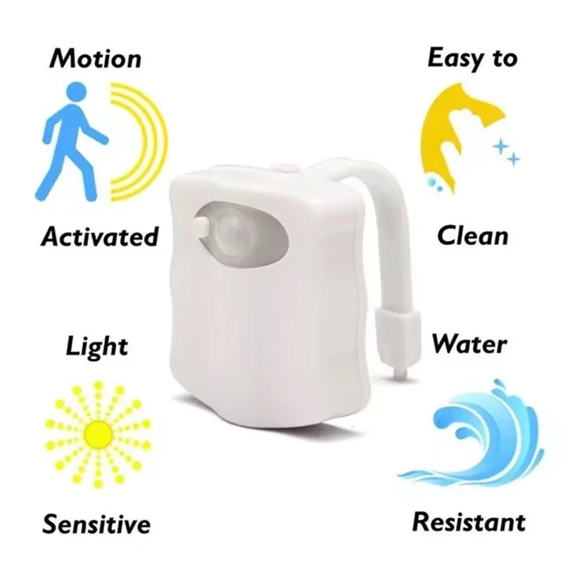 Mini Kawayi Human Infrared Sensing Light LED Night Light Stick Toilet 16/8 Color Bathroom Colorful Motion Sensing Night Light-3