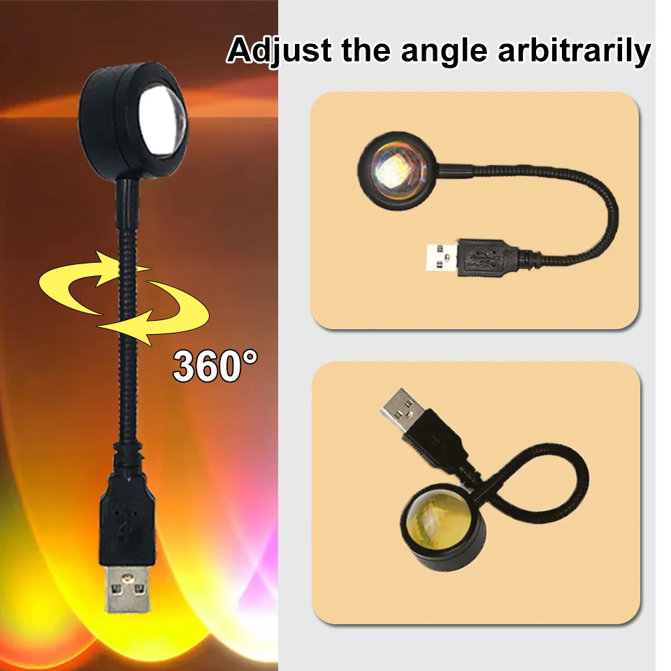 USB Sunset Lamp LED Rainbow Neon Night Light Projector Photography Wall Atmosphere Lighting for Bedroom Room Decor Nightlights-3