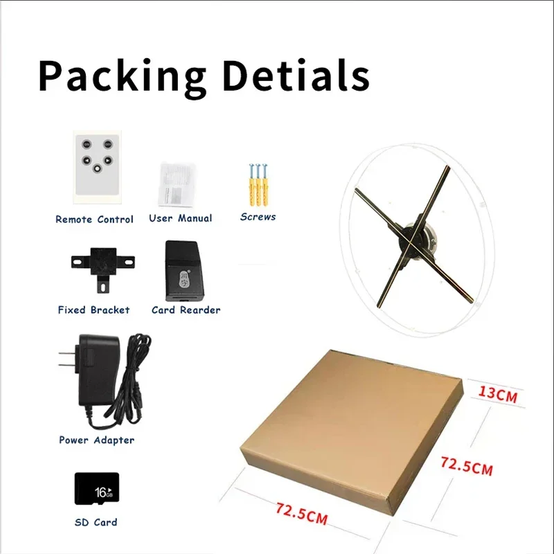3D Hologram Fan [27CM-65CM] LED Holographic Display Projector for Store Advertising, Mini Hologram 3D Sign with Bright effect-6