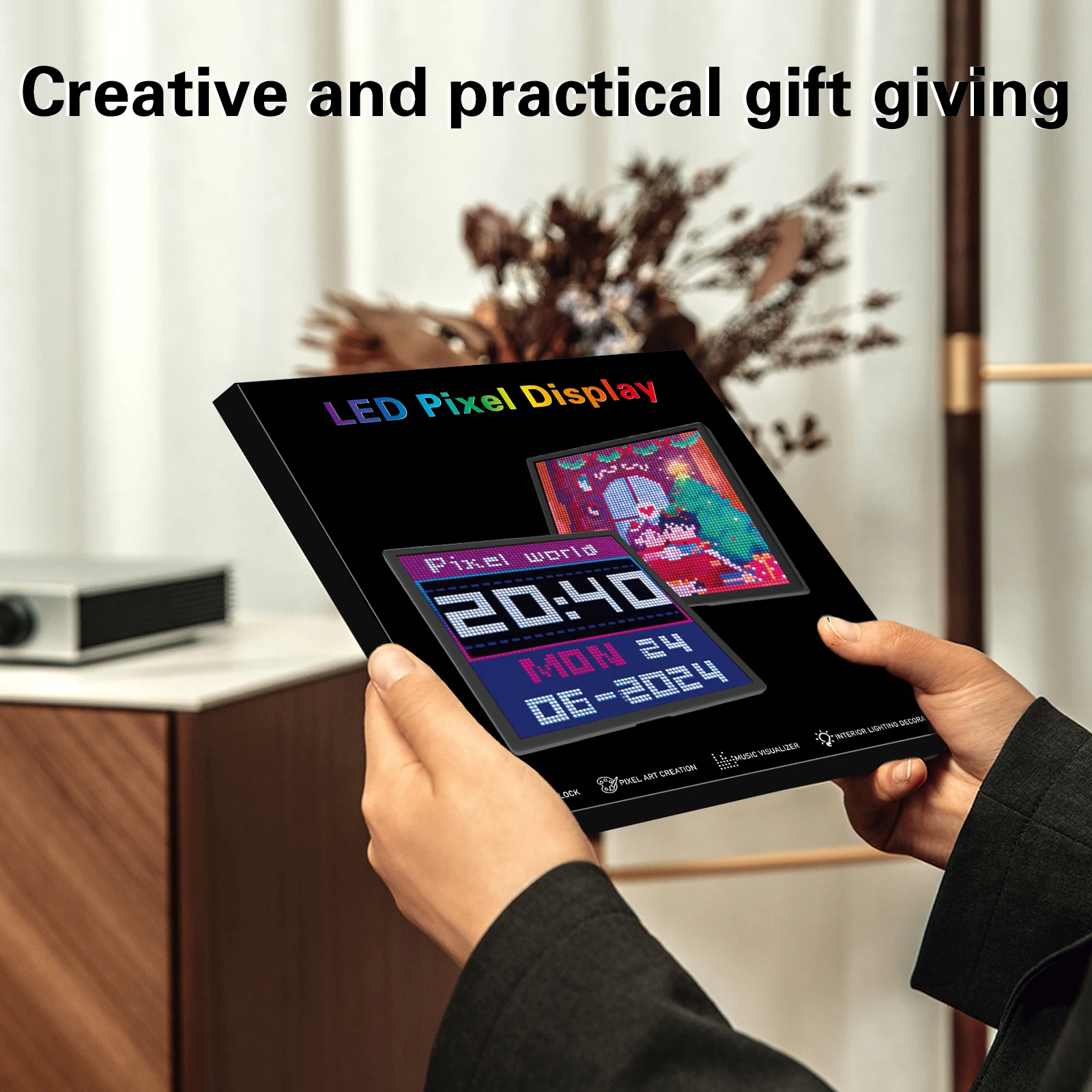 LED Pixel Display 64x64 RGB LED Matrix Panel Programmable Pixel Art Display with Bluetooth APP Control Creative Pixel Screen-5