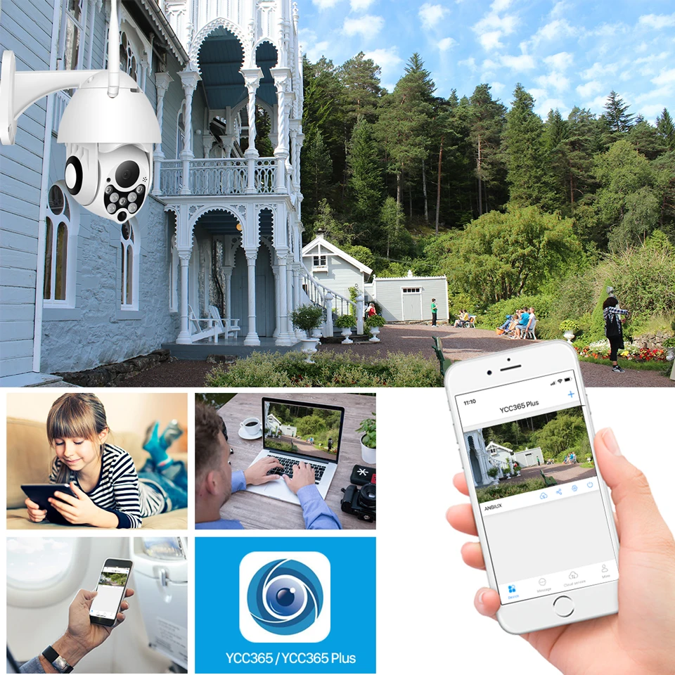 YCC365 Plus PTZ Wifi Camera Outdoor 1080P HD CCTV Security Camera 4x Zoom Waterproof Speed Dome Wireless Surveillance Camera New-6