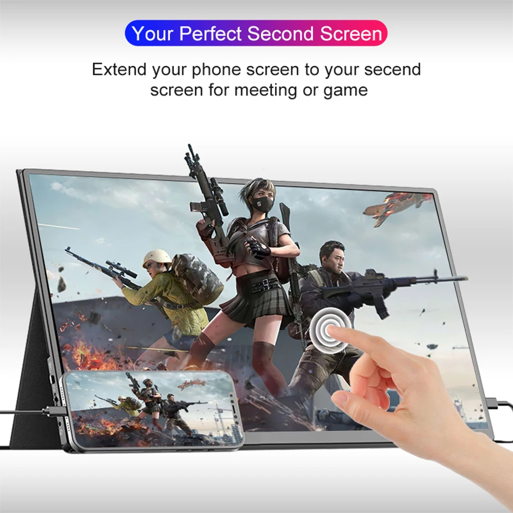 LANLIPU 14 Inch Portable Monitor  Touch Screen 16:10 400cd/m2 Gaming Computer Extend Display For XBox PS4/ 5 Switch Loptop-2