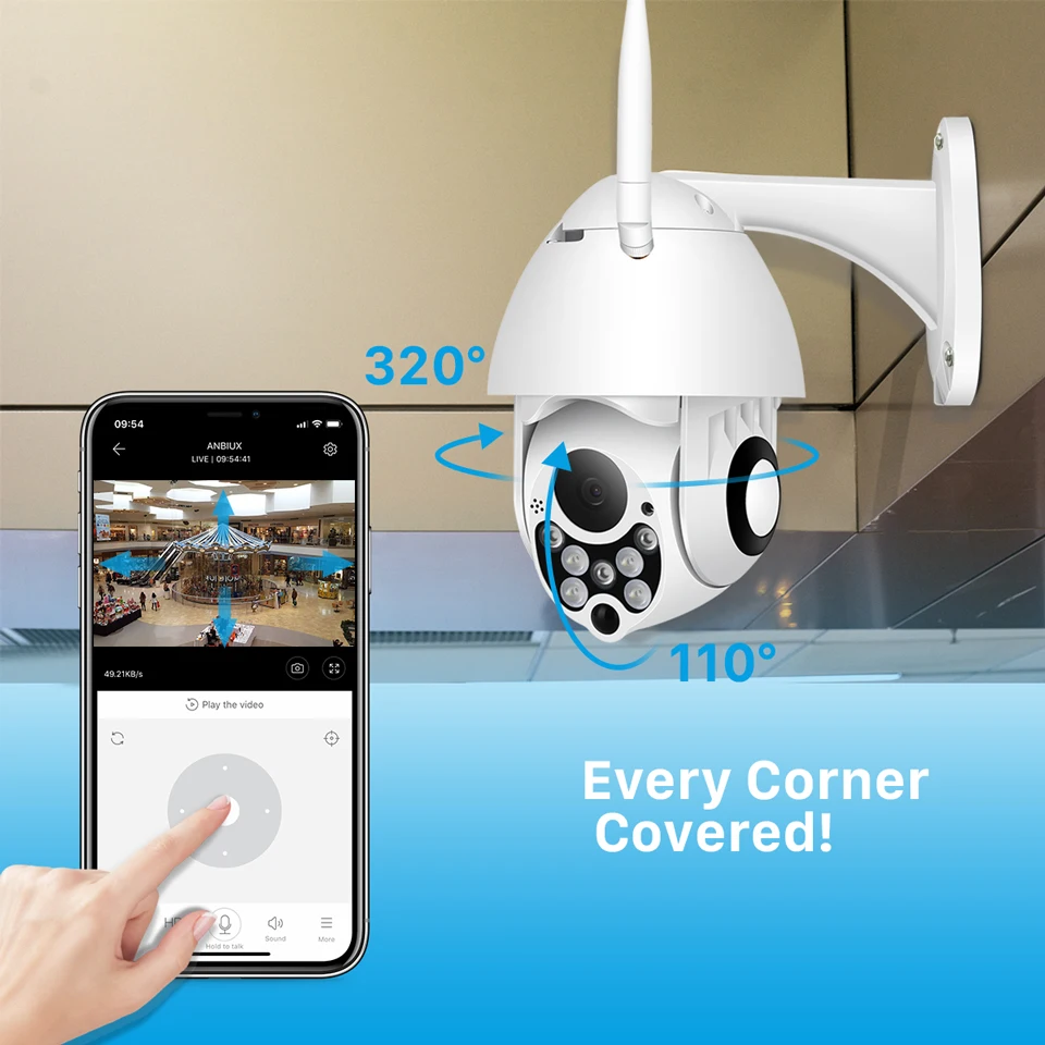 YCC365 Plus PTZ Wifi Camera Outdoor 1080P HD CCTV Security Camera 4x Zoom Waterproof Speed Dome Wireless Surveillance Camera New-3