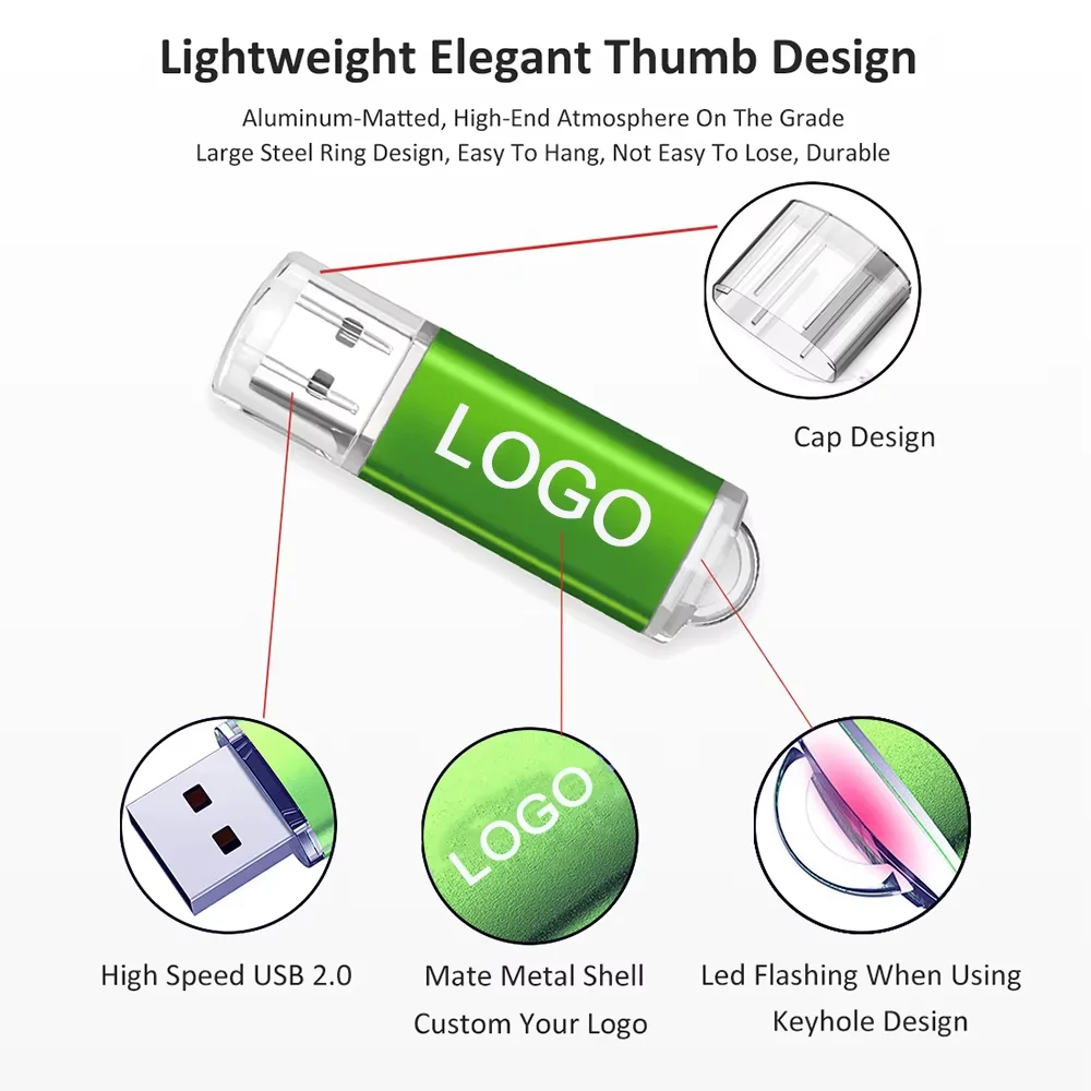 50PCS/lot USB Flash Drives 4GB 2GB 1GB Pendrive Memory Stick 128MB 512MB 32gb 16gb 8gb Wholesale Metal Disk USB Free Custom Logo-3