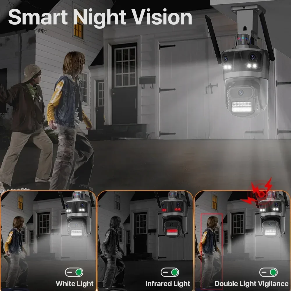 6K WIFI Camera Three Screen Three Lens WiFi Security 4K IP Camera Dual Lens Color Night Vision Auto Tracking Surveillance iCSee-4