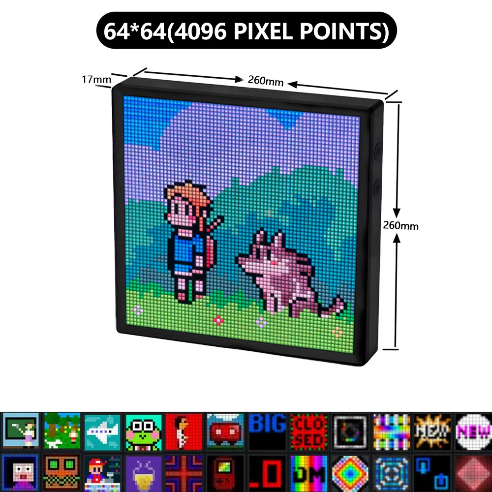LED Pixel Display 64x64 RGB LED Matrix Panel Programmable Pixel Art Display with Bluetooth APP Control Creative Pixel Screen-6