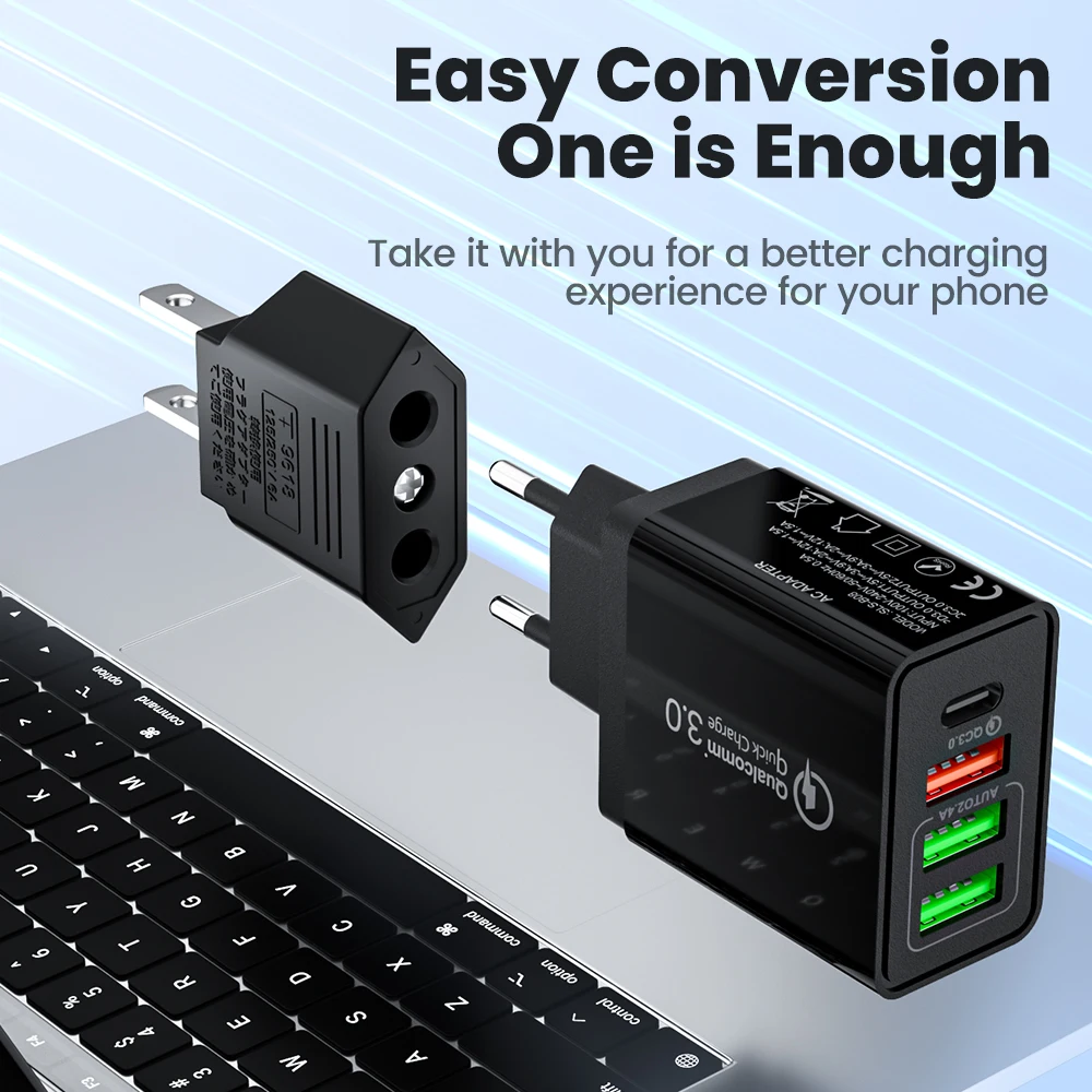 Elough 4.0mm US To EU Converter Plugs European EU To US America Travel Plug Adapter US to EU Power Adapter Electrical Plug-2