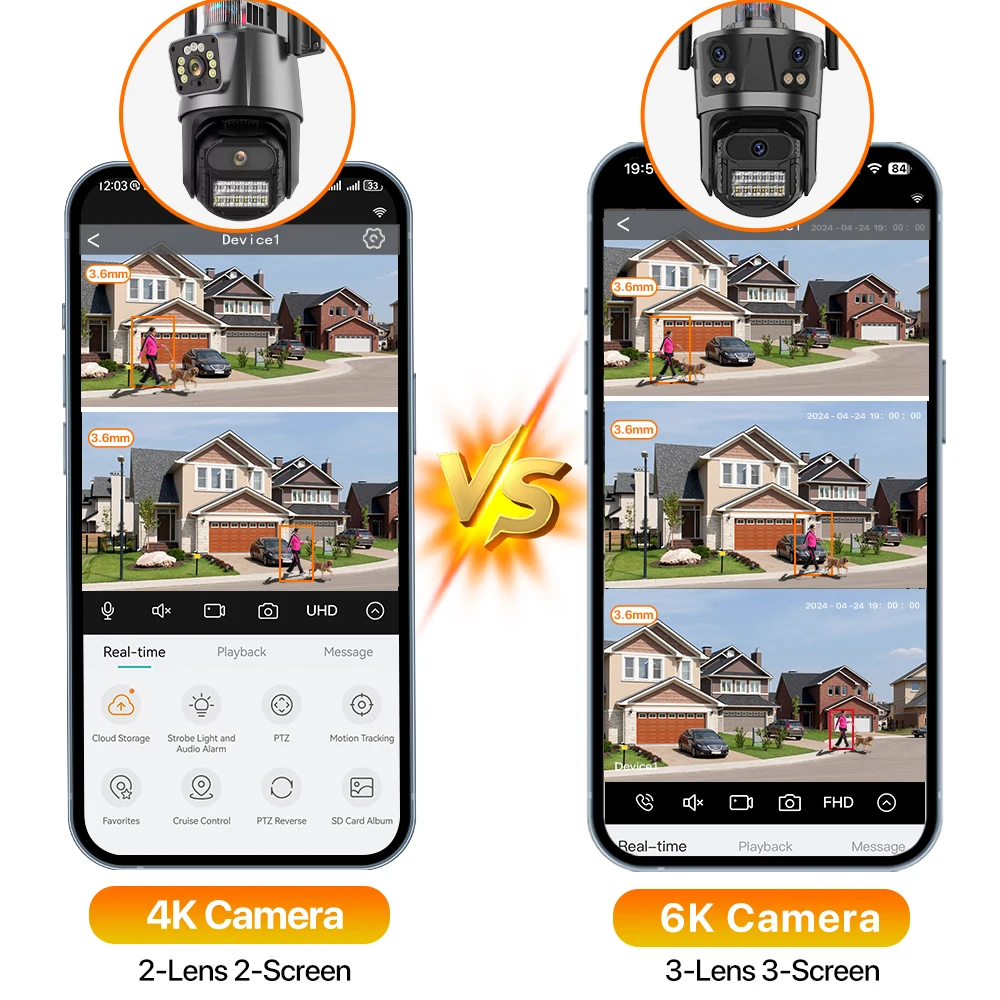 6K WIFI Camera Three Screen Three Lens WiFi Security 4K IP Camera Dual Lens Color Night Vision Auto Tracking Surveillance iCSee-5