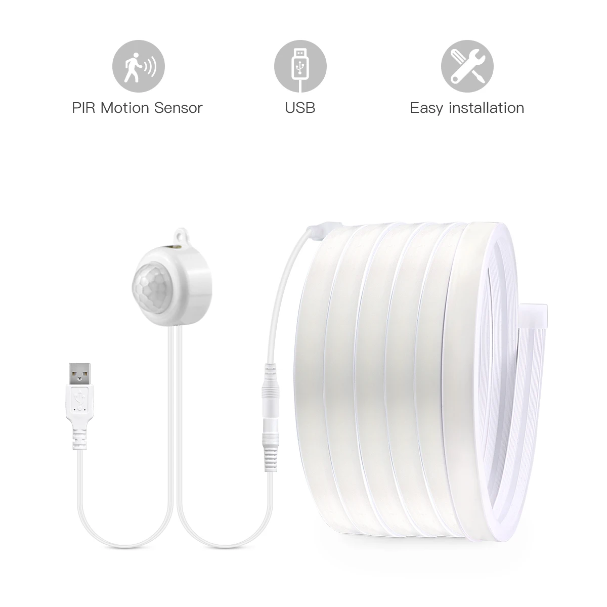 Smart PIR Motion Sensor Super Bright COB LED Strip Neon Light Auto ON/OFF 320leds/m Waterproof for Kitchen,Stair,Wardrobe Decor-2