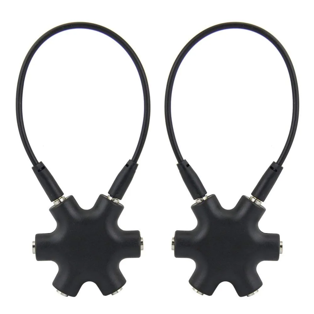 2PC Multi Headphone Audio Splitter 3.5mm 5-Jack Female Connector Adapter with 3.5mm Stereo Cable 20cm Digital Audio Video Cables