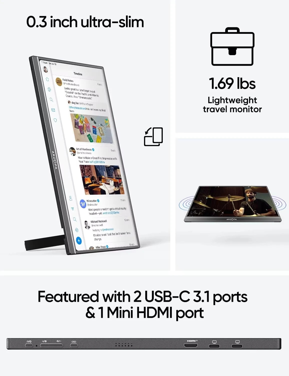 ARZOPA 17.3 in Portable Monitor 1080P HDR IPS Kickstand Speakers for PC Mac Phone Xbox Switch PS HDMI USB External Laptop Screen-5