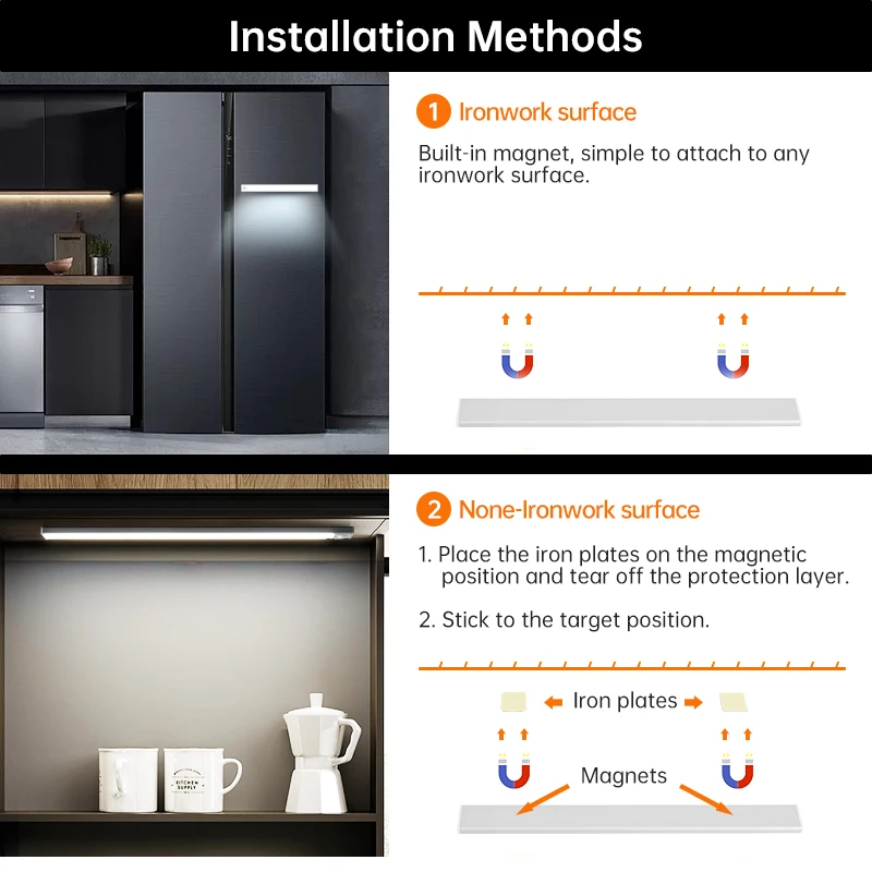 LED Night Light Motion Sensor Wireless USB Cabinet Night Light Wardrobe Lamp For Kitchen Cabinet Bedroom Wardrobe 20/30/40/60CM-6