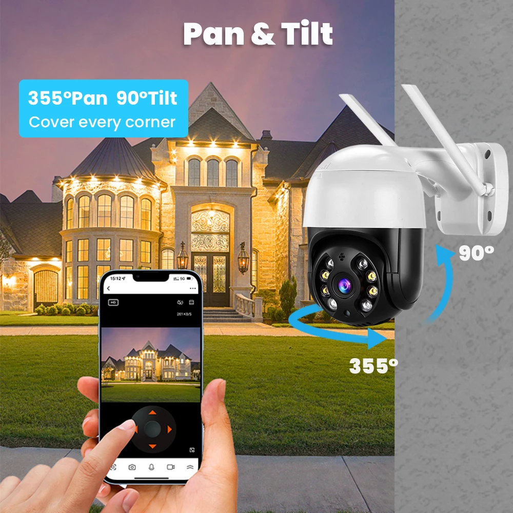4K 8MP PTZ Wifi IP Camera Outdoor 4X Digital Zoom AI Human Detect Wireless Camera H.265 P2P Audio 1080P 5MP Security CCTV Camera-6