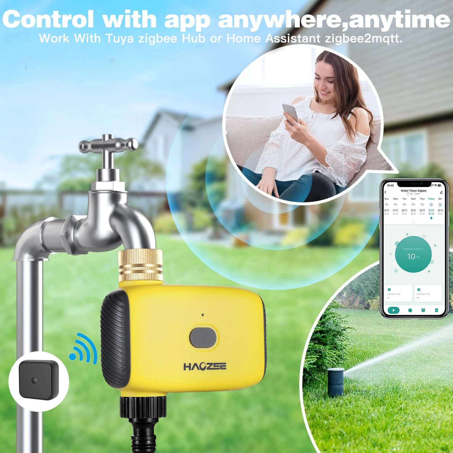 Tuya Smart Zigbee Watering Timer Automatic Drip Irrigation Controller Smart Water Valve Garden Automatic Watering System-2