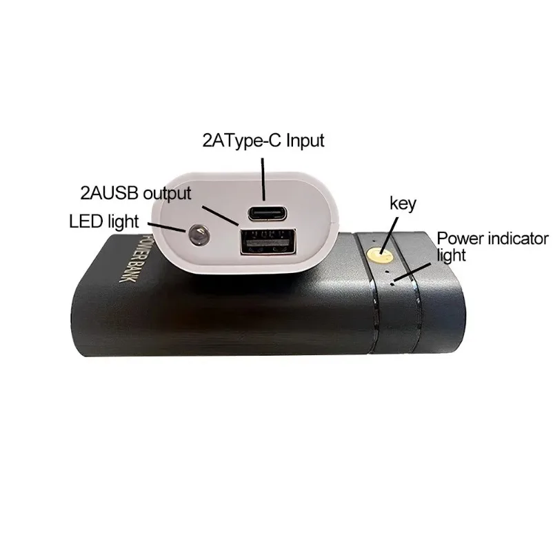5V 2A 6000mAh 2X 18650 USB Type-C Battery Charger Case DIY Power Bank Box For Phone Electronic Charging Not Including Batteries-4