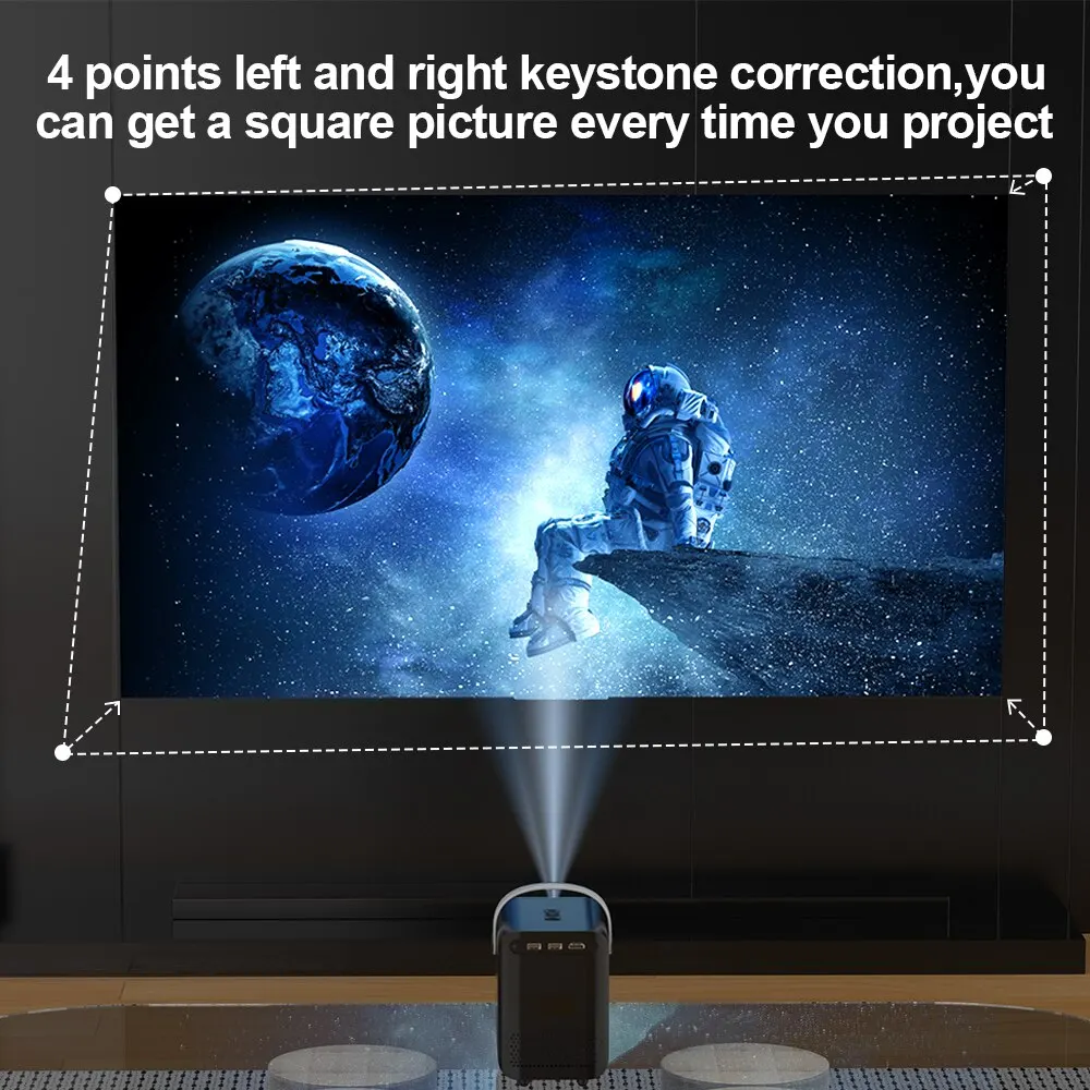 HONGTOP Android Smart Mini Projector 300ANSI Lumen Portable Projector 4K with WIFI Bluetooth 1080P Home Movie Theater Beamer-3