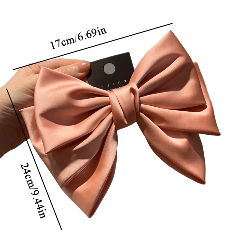 Female Satin Bow Hairpin Ponytail Clip Two-layer Bowknot Ribbon Spring Clip Temperament Accessories Korean Fashion Elegant-4