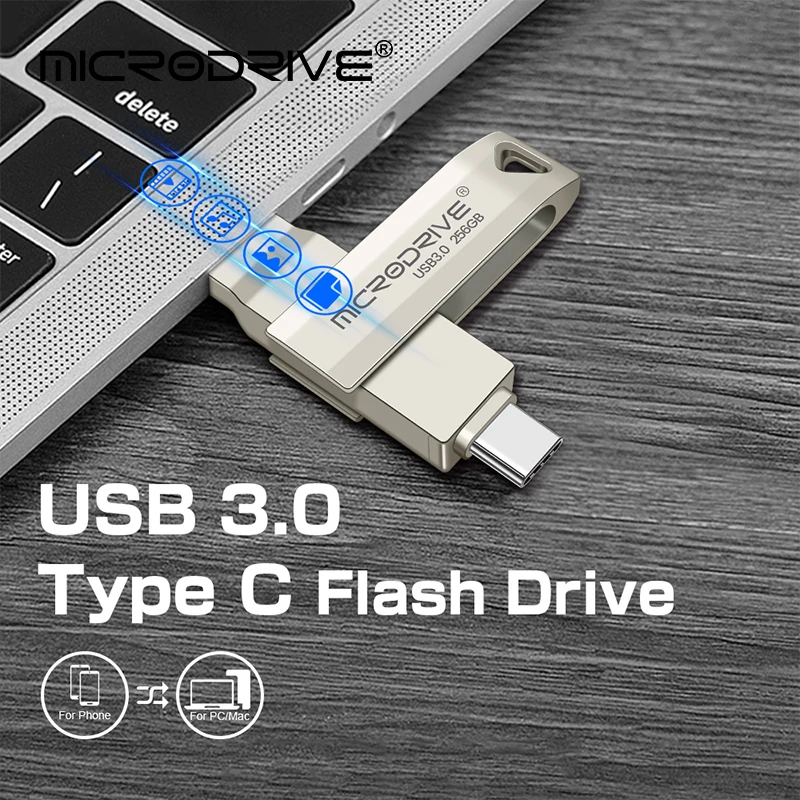 2 in 1 OTG USB-C Flash Pen Drive Metal Memory Stick Usb 3.0 flash Disk 64GB 128GB 256G USB3.0 Dual C Pendrive-4