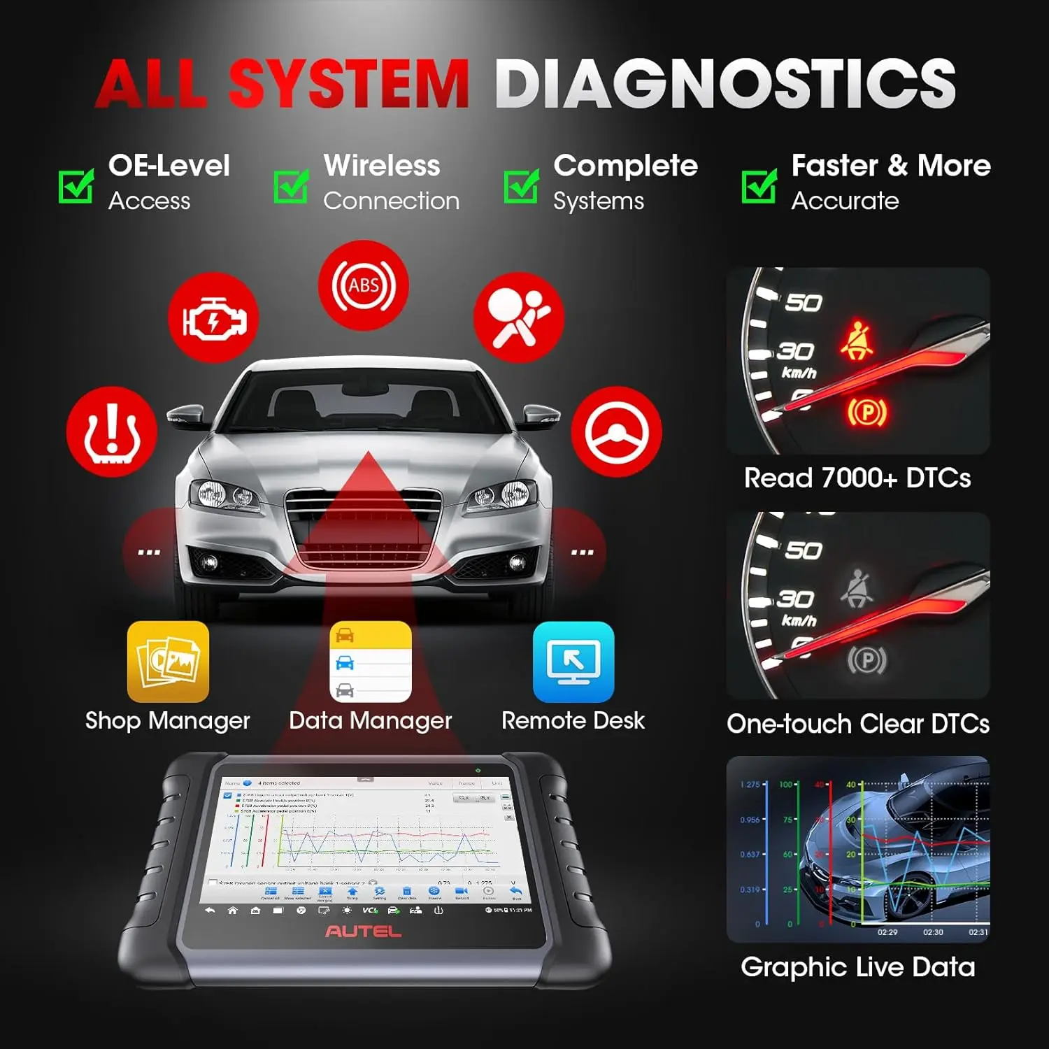 Autel MaxiCOM MK808K-BT MK808K BT Bluetooth OBD2 Scanner Same as MK808BT Pro Full Bidirectional Diagnostic Tools Code Reader-3