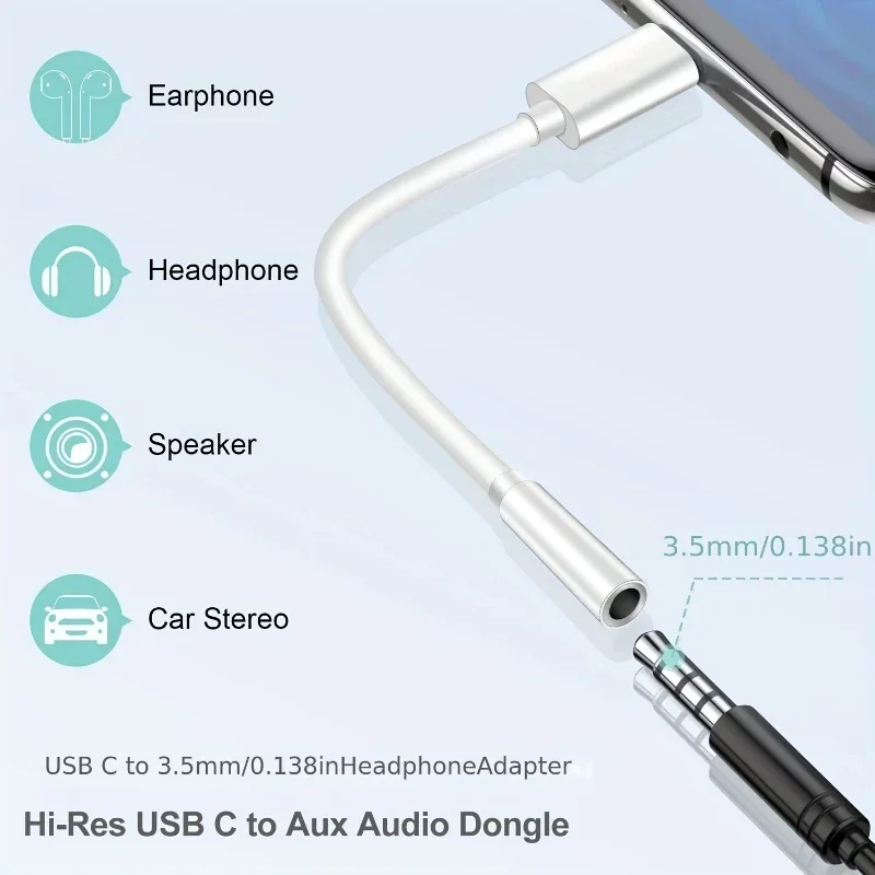 USB Type C To 3.5 Jack Earphone Adapter,USB-C 3.5mm Audio Cable Converter For IPhone 15 15 Pro MAX Samsung Galaxy Huawei Xiaomi-4
