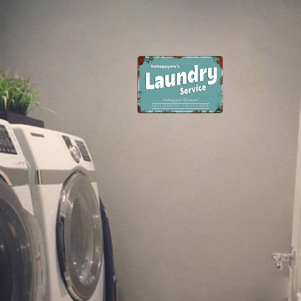 Personalized Laundry Service Vintage Metal Sign Customized Shop Wall Hanging Tin Signage Retro Panel 8
