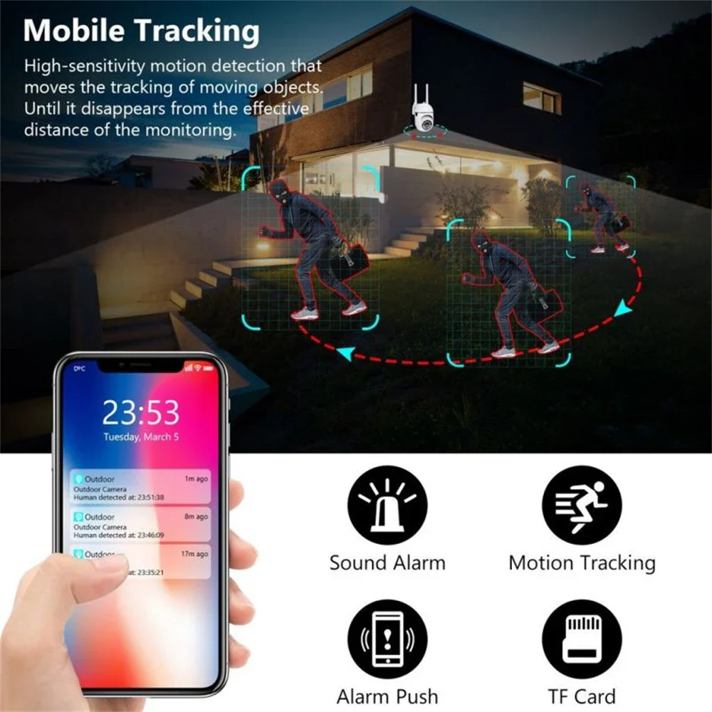 4K 8MP WiFi Wireless Monitor Camera Motion Detection Two-Way Audio Smart Home Security Protection 355°/90° Swivelling IP Camera-3