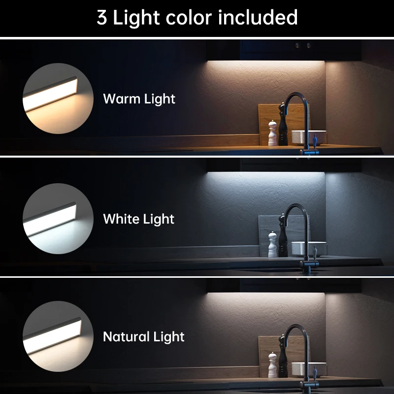 LED Night Light Motion Sensor Wireless USB Cabinet Night Light Wardrobe Lamp For Kitchen Cabinet Bedroom Wardrobe 20/30/40/60CM-3