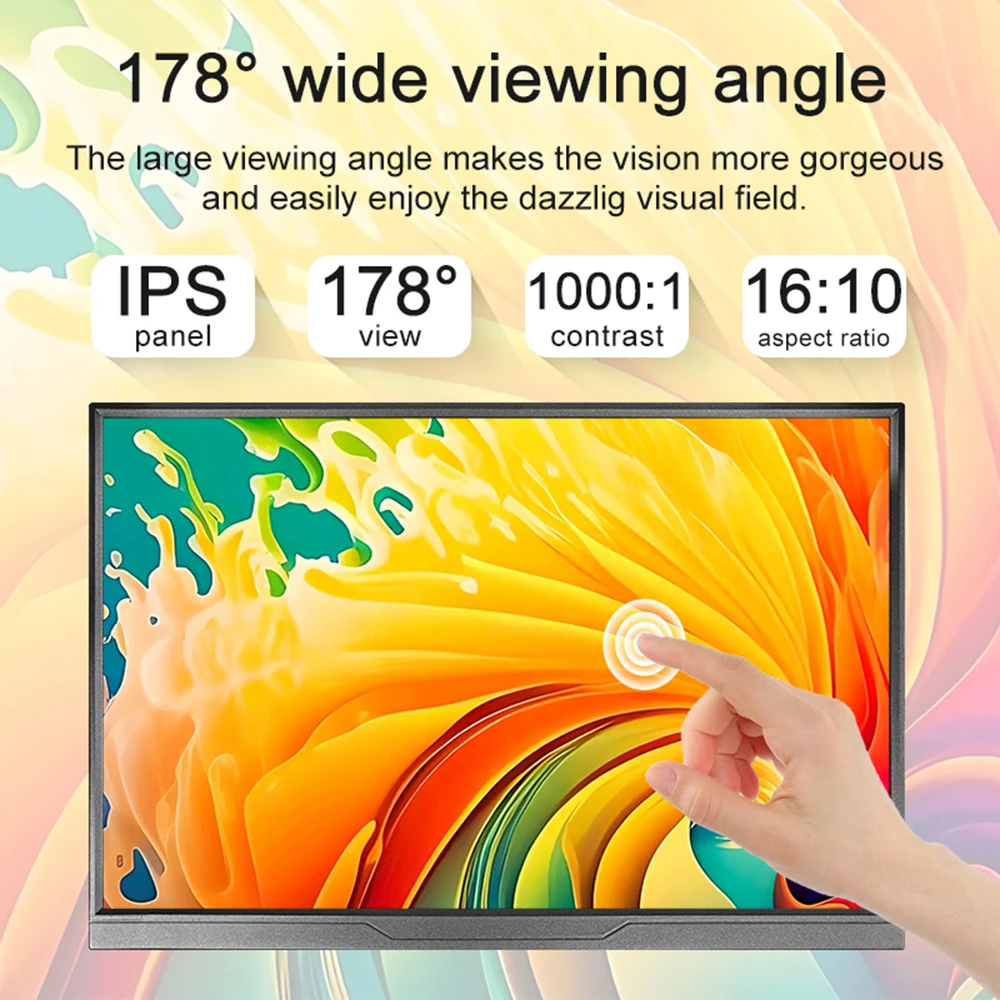 LANLIPU 14 Inch Portable Monitor  Touch Screen 16:10 400cd/m2 Gaming Computer Extend Display For XBox PS4/ 5 Switch Loptop-4