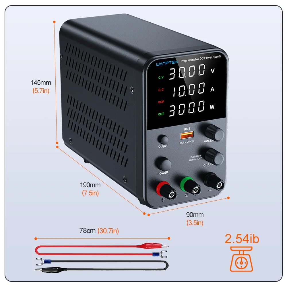 Wanptek DC Lab Power Supply 30V 60V 120V Adjustable Voltage Regulator Preset Voltage Current Dual Input Voltage 220V/110V-3