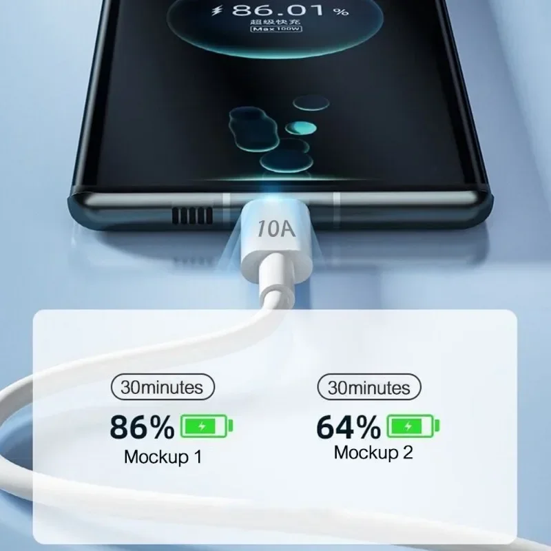 3/1PCS Quick Charging Cable 120W 10A USB A To Type C Fast Charger High-speed Data Transfer Wire Cords for Samsung Xiaomi Huawei-5