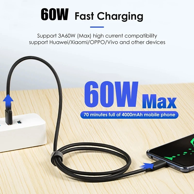USB 3.2 10Gbps Type C Cable USB A to Type-C 3.2 Gen2 Cable Data Transfer USB C SSD Hard Disk Cable 3A 60W QC 3.0 Fast Charging-3