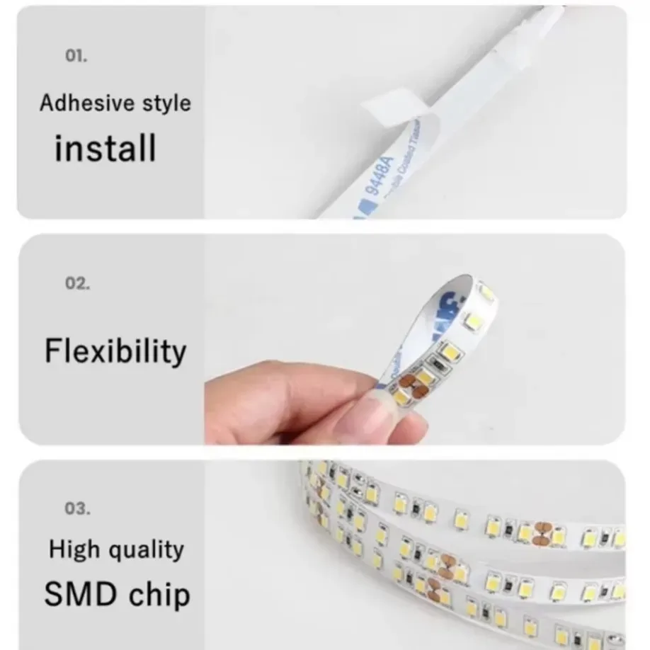 120LEDs/m DC12V 24V Home Lamp Strip 2835 LED Strip Decor Red Ice Blue Green Yellow Pink Flexible And Cuttable 2835 Soft Lamp Bar-3