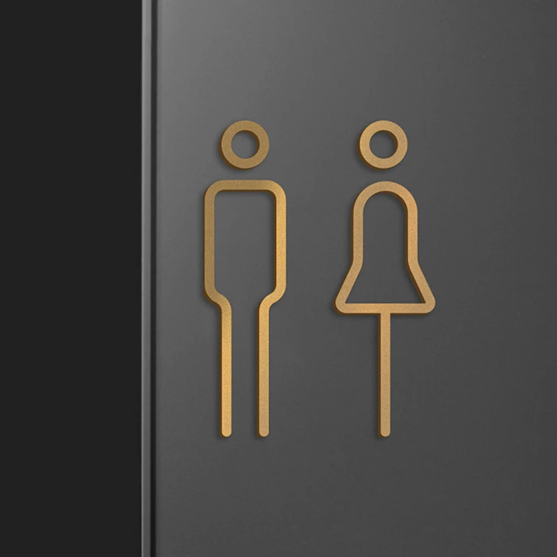 1Pair Acrylic WC Signs Shop Hotel 3D Men's Toilet Women's Toilet Wall Sticker Toilet Door Signage Wash Room Door Wall Label-2