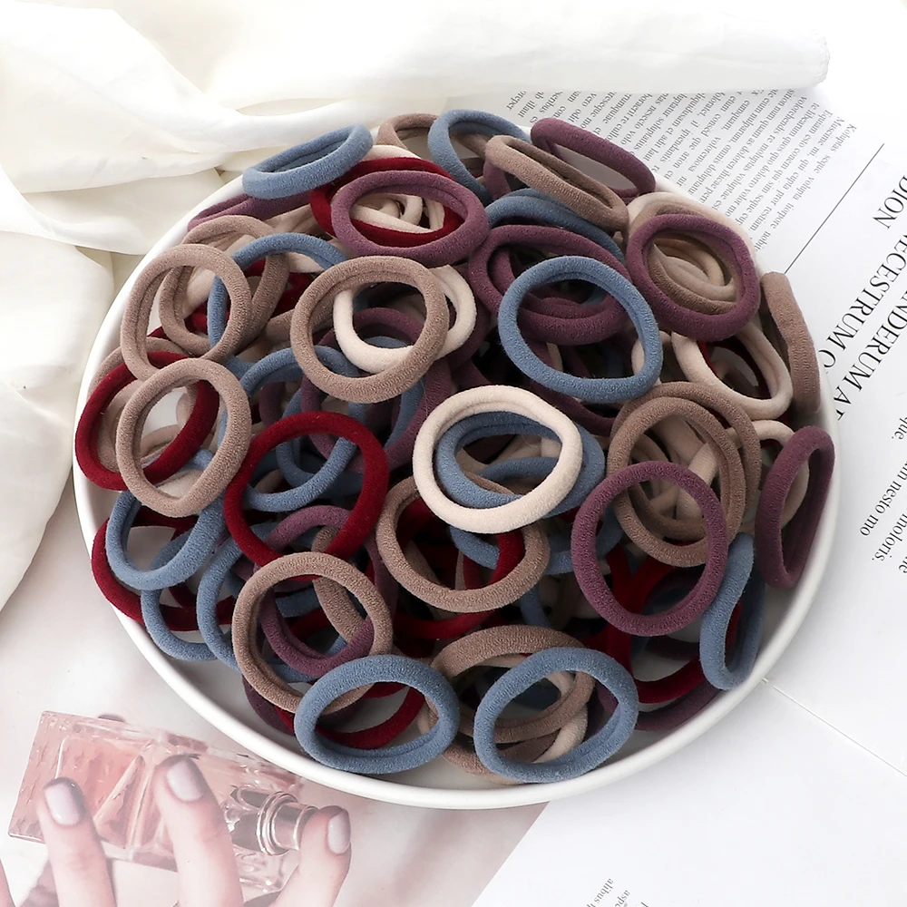50Pcs Women Girl Mixed Colors Hair Bands 4cm Basic Hair Ties Elastic Headband Simple Hair Scrunchies Accessories Ponytail Holder-2
