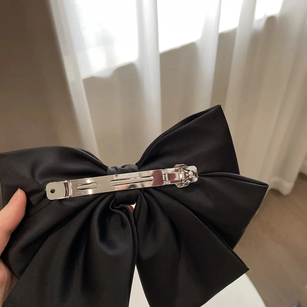 Female Satin Bow Hairpin Ponytail Clip Two-layer Bowknot Ribbon Spring Clip Temperament Accessories Korean Fashion Elegant-5