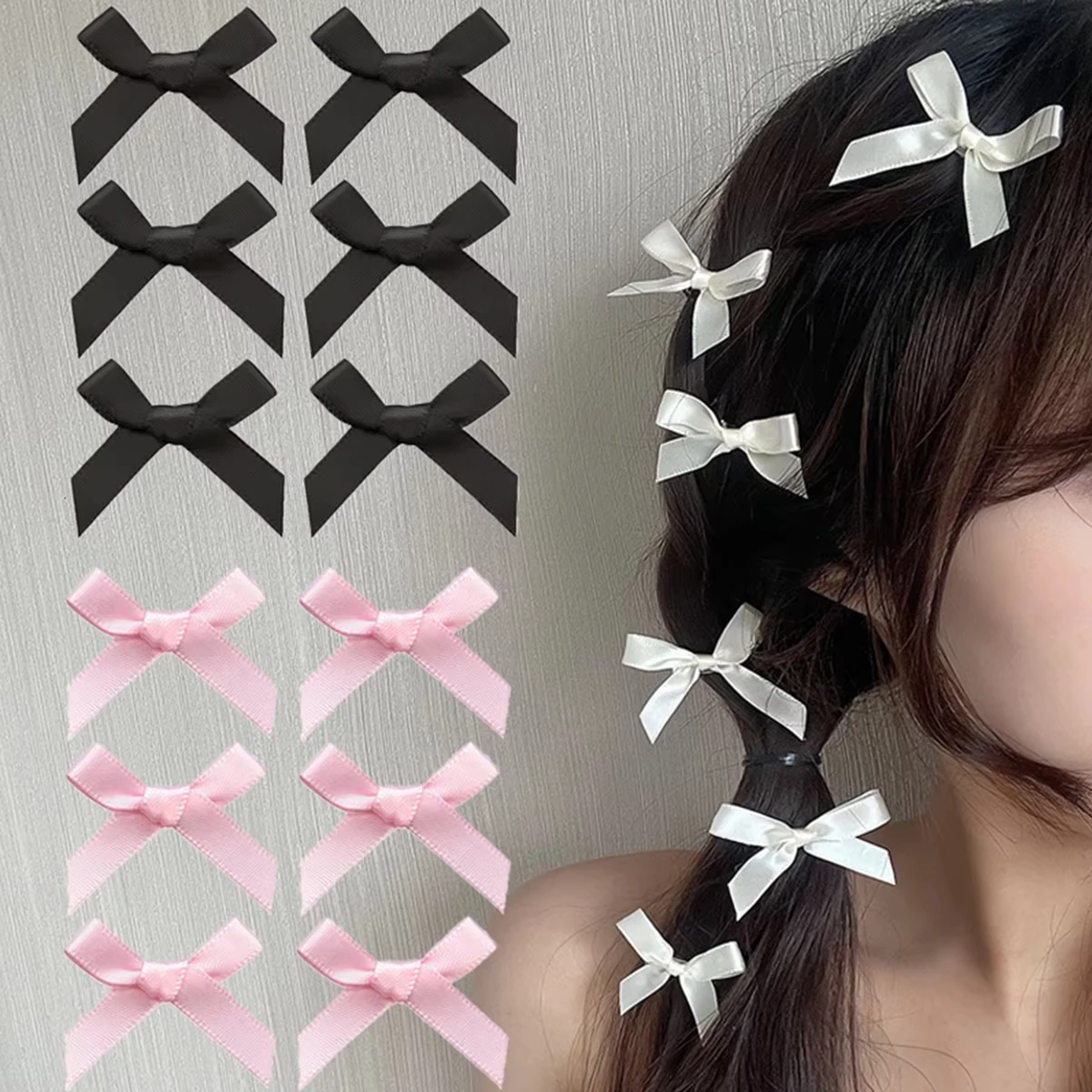 18 piece set of women's hair accessories, colorful ribbons, bows, hair clips, fashionable, sweet, cute hair claw straps, lace el-3