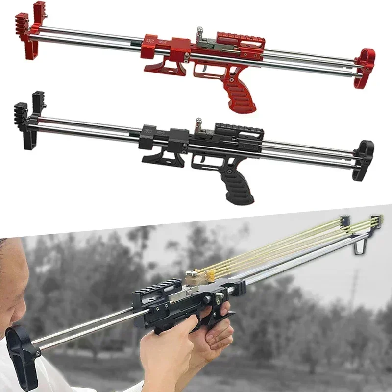 Red/green Laser Aiming Slingshot 80 Pound Telescopic Long Pole Metal Slingshot Outdoor Hunting Shooting DIY Hunting Accessories-2