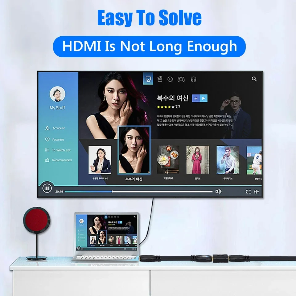 4K HDMI Extender Female To Female Converter Extension Audio Adapter For Monitor Display Laptop PS4/3 PC TV Hdmi Cable Extension-3