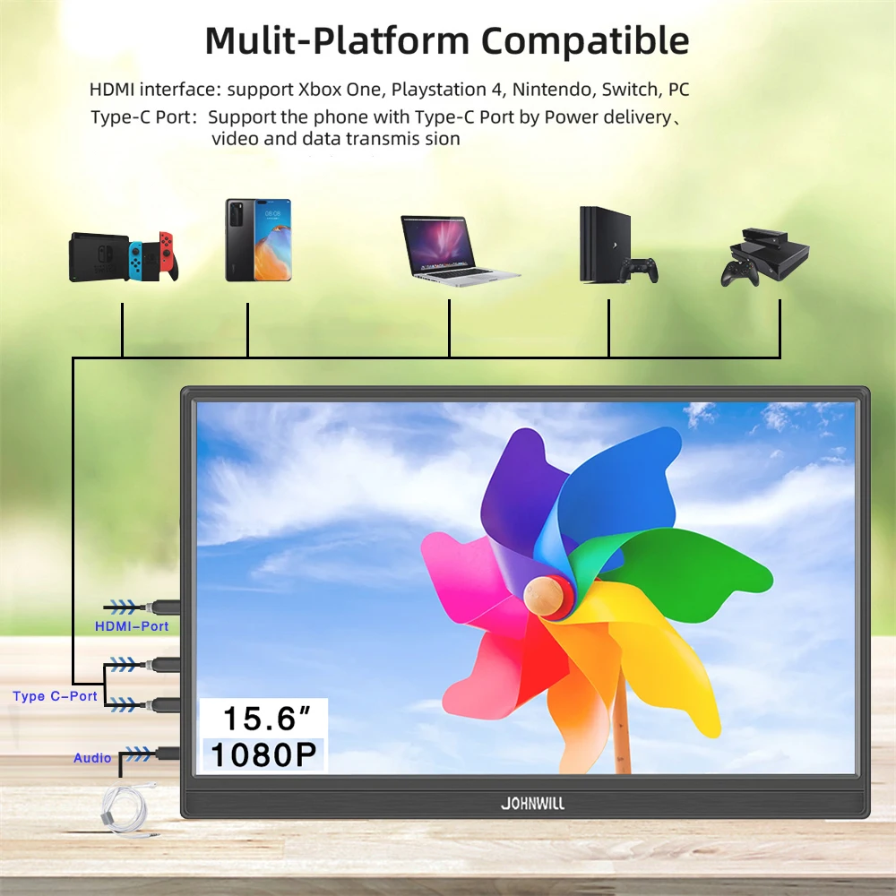 PC Gamer Touch Monitor 14/15.6 Inch 1920x1080 IPS Panel Secondary Monitor Extend Mode For Work HDMI Compatible Switch PS4 PS5-4