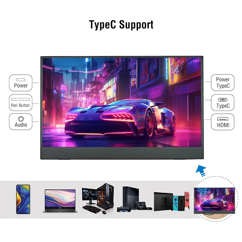 Anmite 15.6-Inch Portable Touch Monitor 1080P HDR 16:9 Low Blue Light For XBox PS4 / 5 Switch Cell Phone PC Loptop Extension-3
