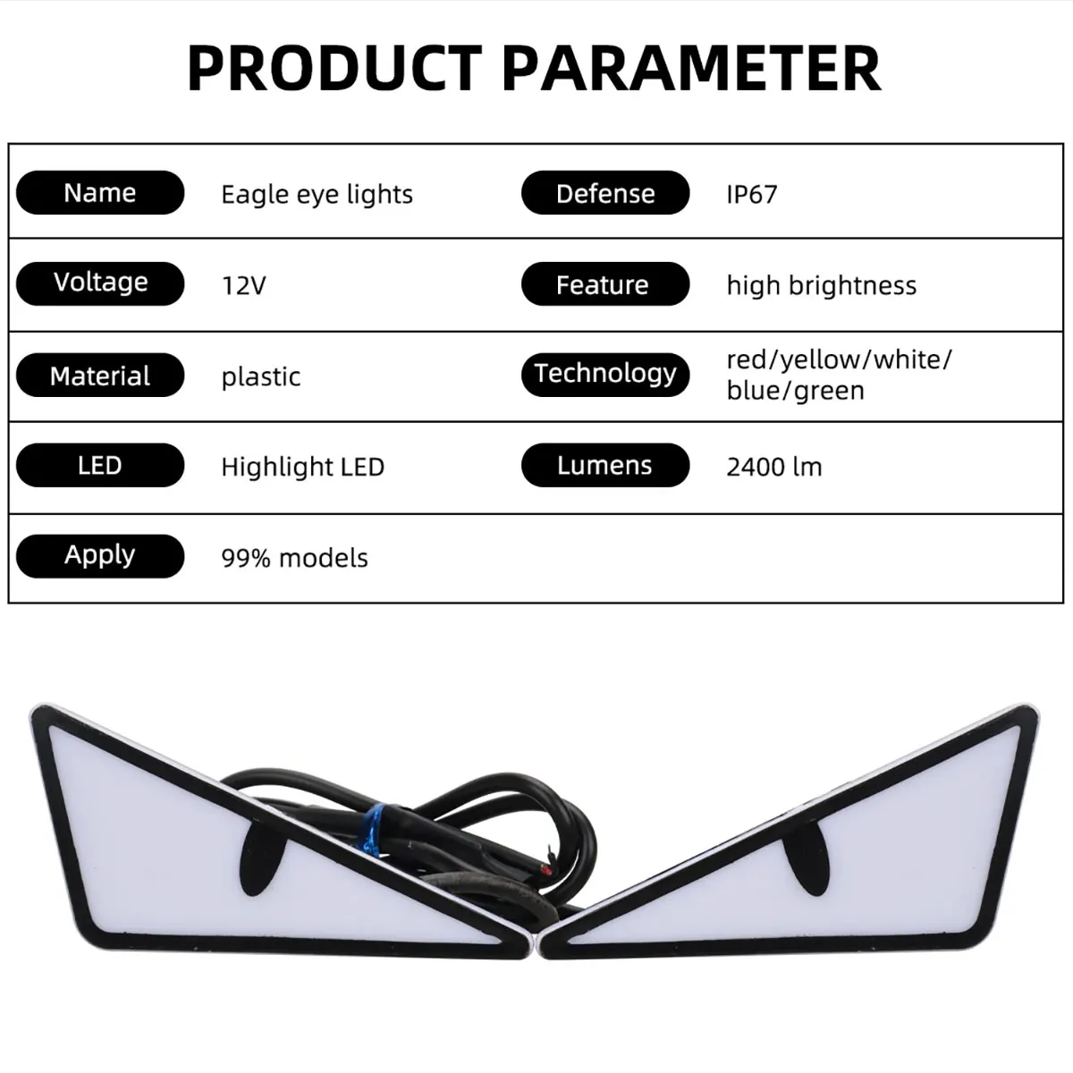 2Pcs Motorcycle Led Demon Eye Light Semicircle/Triangle Eye Turn Signal Light Dynamic Tail Lamp Mini Car Decoration Lights-5
