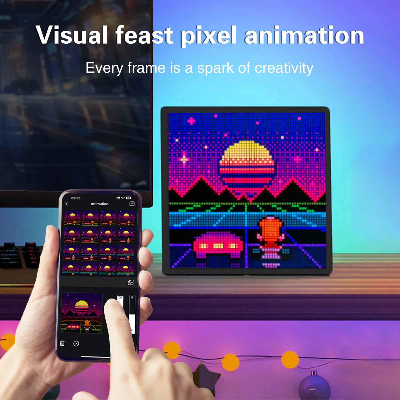LED Pixel Display 64x64 RGB LED Matrix Panel Programmable Pixel Art Display with Bluetooth APP Control Creative Pixel Screen-4