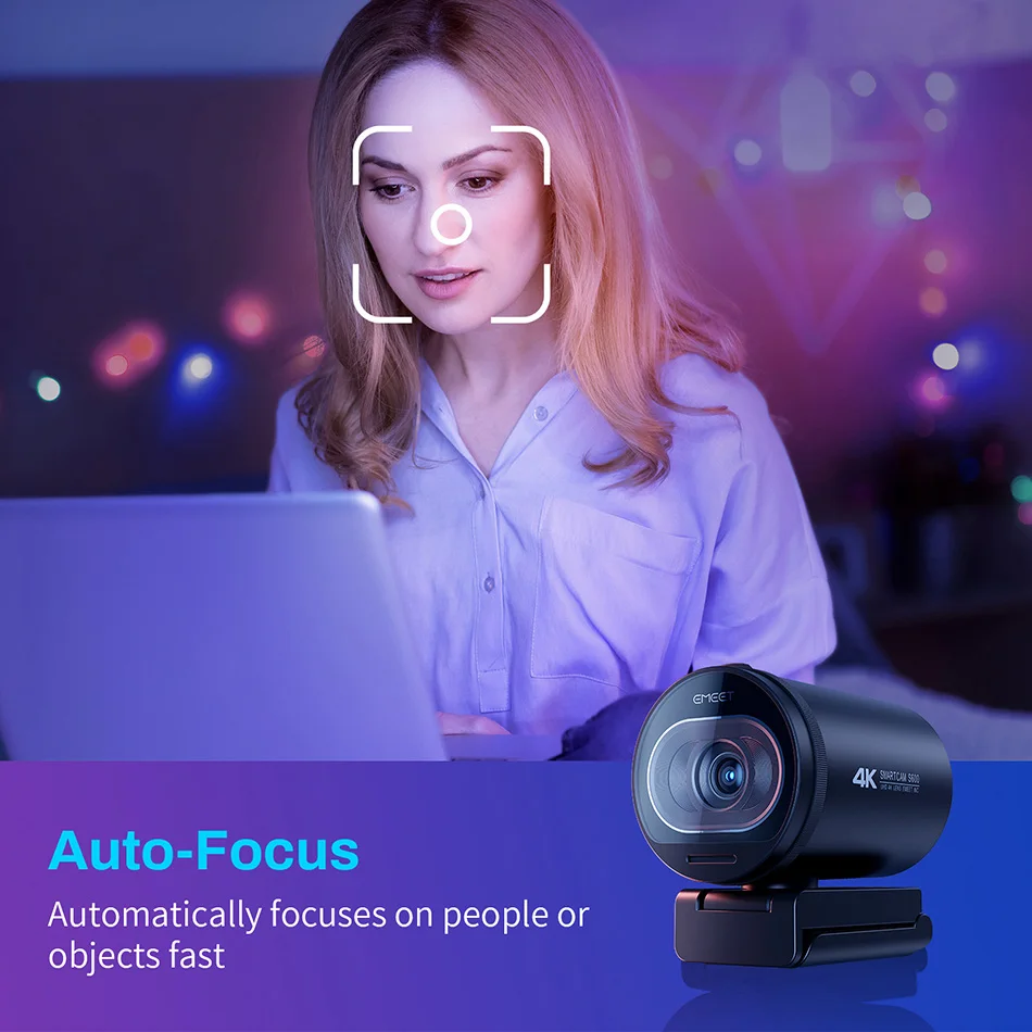Webcam 4K Streaming Web Camera 1080P 60FPS USB Camera EMEET S600 Autofocus Living Stream Camera With Mics for Tiktok/YouTube-3