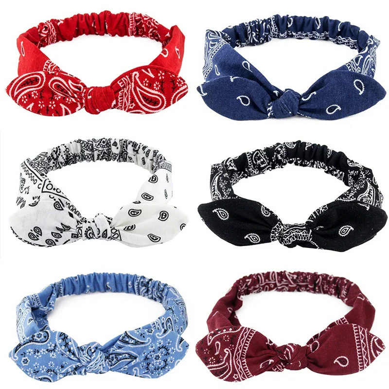 New Boho Women Soft Solid Print Headbands Vintage Cross Knot Elastic Hairbands Turban Bandanas Girls Hair Bands Hair Accessories-3