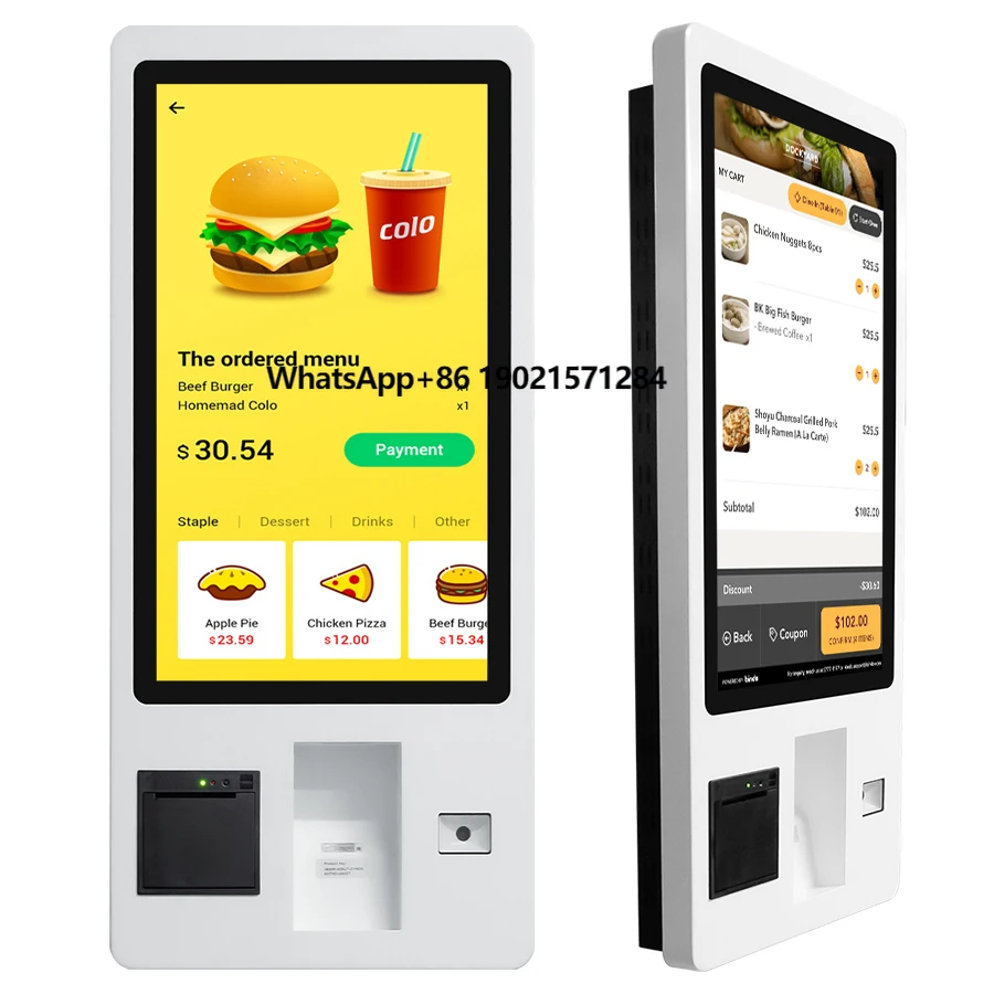 Customized POS System Floor Stand or Wall Mount or Hanging Food Ordering Kiosks Self Service Payment Kiosk Restaurant