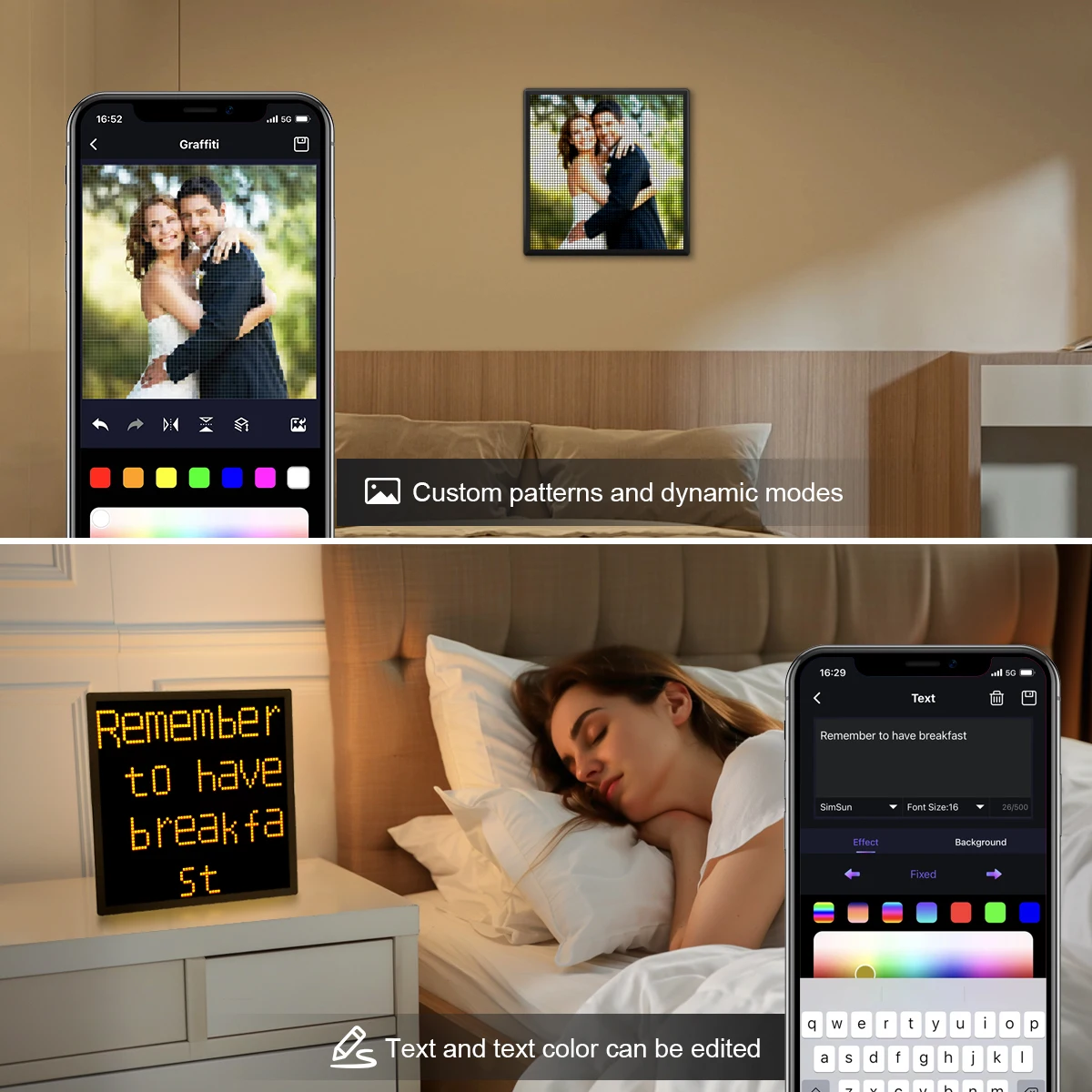 LED Smart Advertising Light Sign Digital Display Matrix Pixel Screen USB 5V Picture Frame Bluetooth APP DIY Animation Fun Text-5