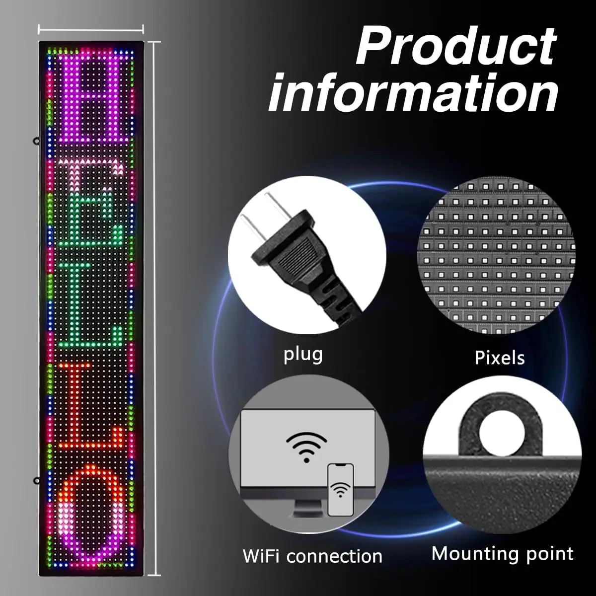 P10 LED Display with WIFI FULL Color Sign Fast Programmable Digital LED Display Use For Storefront Business Window Bar(100x20cm)-5