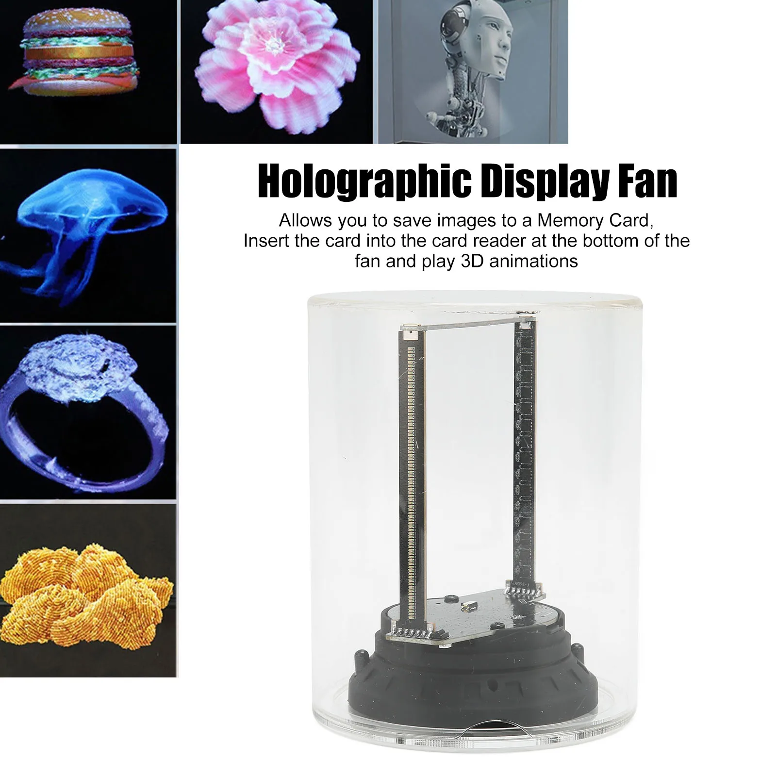 Holographic Advertising Display 160 LED Lightweight WiFi Control 3D Hologram Fan 3.9inch with Clear Cover for Store for-2
