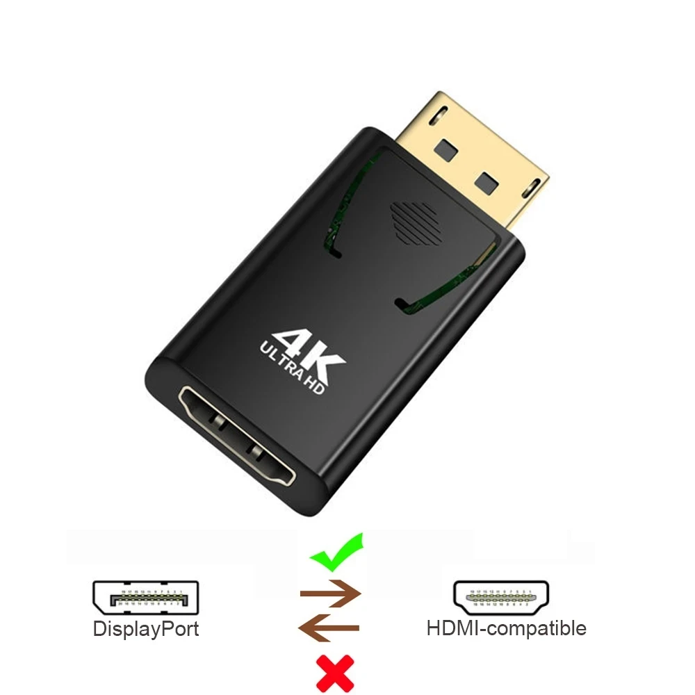4K DisplayPort to HDMI-Compatible Adapter DP Male to Female HDMI-Compatible Converter 1080P Video for PC HDTV Laptop-2