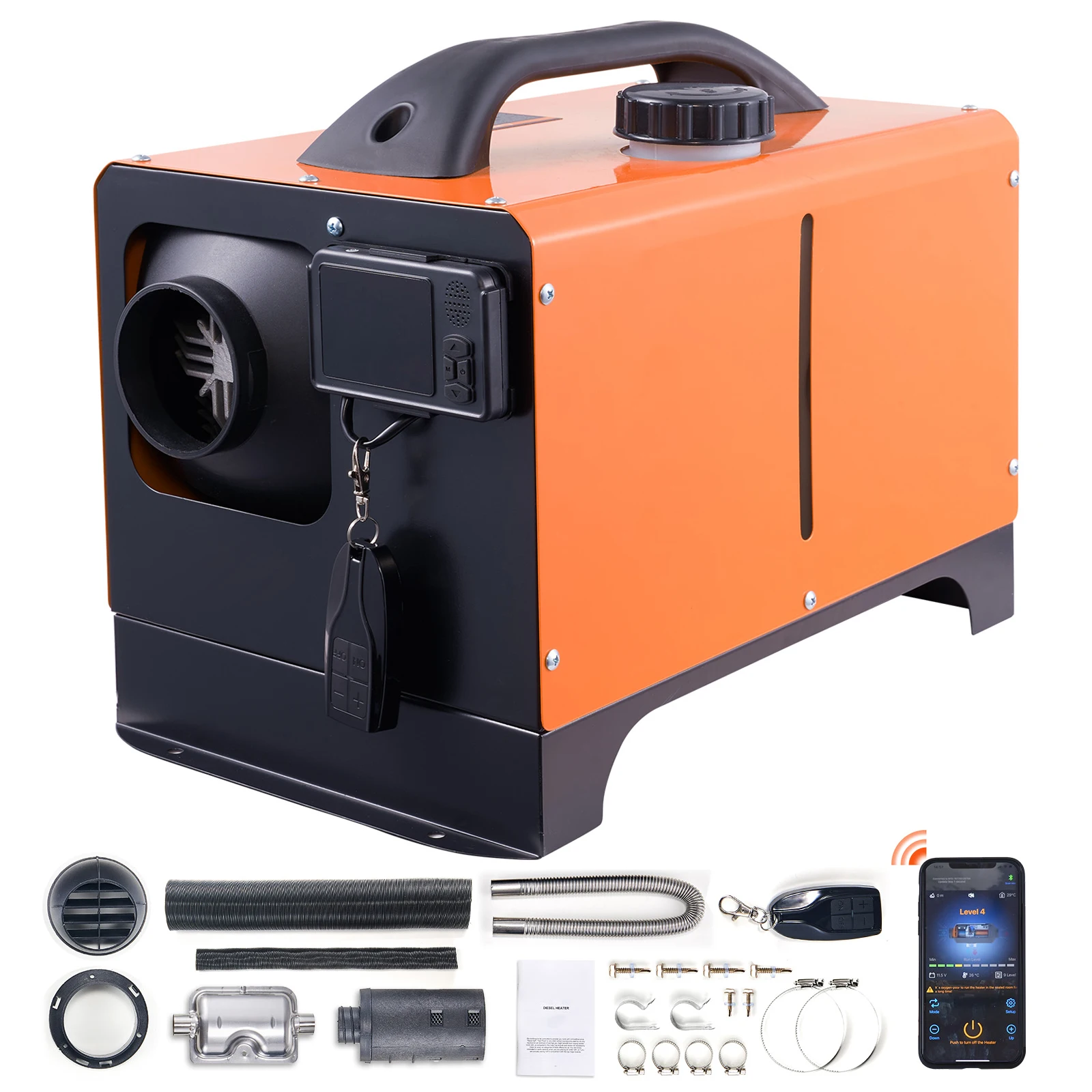 SucceBuy 5/8KW Diesel Air Heater 12V All in One Car Heater with Silencer Remote Control for Car Truck Boat RV Parking